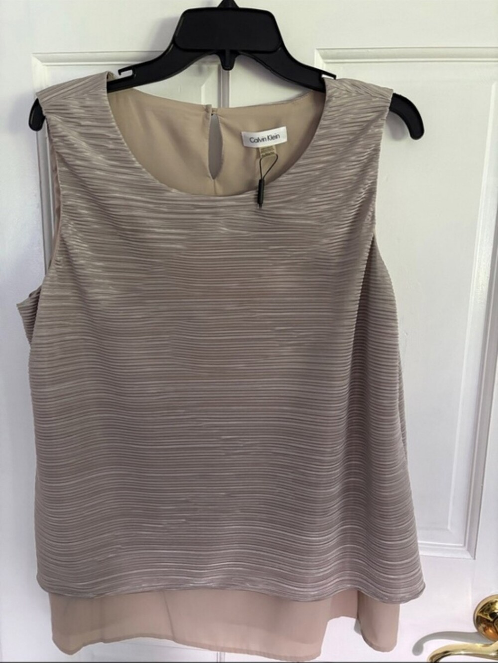 Calvin Klein Taupe Layered Sleeveless Blouse